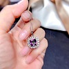 Square Alloy Rhinestone Pendant Necklace & Stud Earring & Finger Ring Sets WG30FCB-02-2