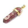 Synthetic Gold Line Regalite/Imperial Jasper/Sea Sediment Jasper Double Terminated Pointed Pendants G-S329-013-2