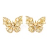 Rack Plating Brass with Cubic Zirconia Stud Earrings for Women EJEW-G394-06G-05-2