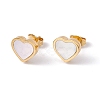 Natural Shell Heart Stud Earrings & Pendant Necklace SJEW-G080-01G-6