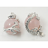 Natural Rose Quartz Pendants G-H1527-6-2