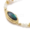 Natural Paua Shell Oval Link Bracelet with Pearl Beaded BJEW-C051-37G-2