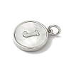 Brass Pave Natural Shell Flat Round with Letter Charms KK-Z115-13P-J-2
