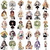 50Pcs Cute Girl PVC Waterproof Self-Adhesive Stickers PW-WG30563-01-4