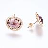 Brass Micro Pave Cubic Zirconia Stud Earring Findings ZIRC-G116-27-B04-2