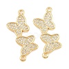 Brass Micro Pave Clear Cubic Zirconia Connector Charms CU-CBA908F-04G-06-1