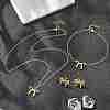 Bowknot PVD Vacuum Plating 304 Stainless Steel 
Stud Earrings & Necklaces & Bracelets Sets SJEW-Q001-02G-1