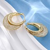Brass Clear Cubic Zirconia Hoop Earrings EJEW-R025-36G-4