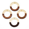 Walnut Wood & Luminous Glow in the Dark Resin Pendants RESI-N039-78-1