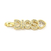 Word DIOS Rack Plating Brass Micro Pave Clear Cubic Zirconia Pendants KK-Z053-11G-02-1