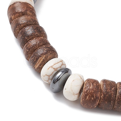 2Pcs Natural Coconut & Synthetic Turquoise Beads Stretch Bracelets for Men Women BJEW-JB12498-1