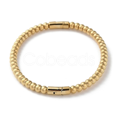 Rack Plating Brass Round Beaded Hinged Bangles BJEW-M039-05G-1