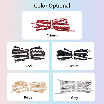 5 Pairs 5 Colors Two Tone Flat Polyester Braided Shoelaces DIY-FH0005-41A-02-1