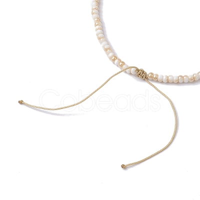 Glass with Natural Sea Shell Beads Braided Necklaces NJEW-JN04837-1