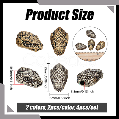 4Pcs 2 Colors Brass Beads KK-NB0004-33-1