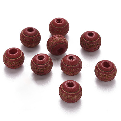 Painted Natural Wood Beads WOOD-N006-02A-10-1