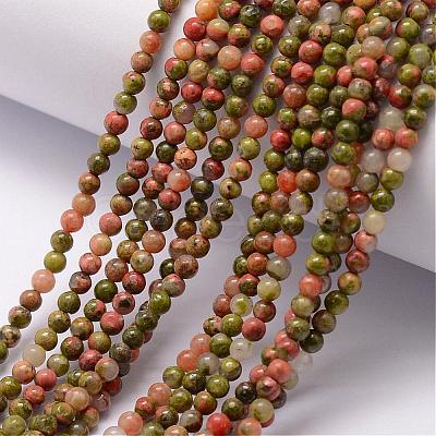 Natural Unakite Bead Strands G-K146-29-3mm-1