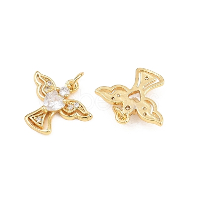 Brass Micro Pave Cubic Zirconia Charms KK-Q085-10G-02-1