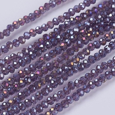 Electroplate Glass Beads Strands GLAA-F076-FR10-1
