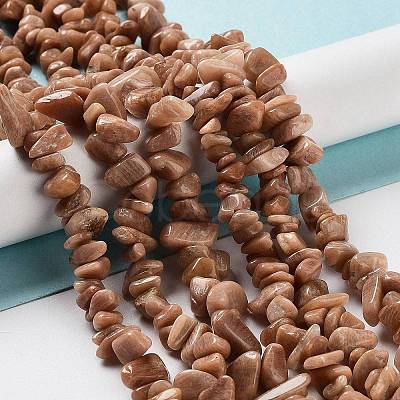 Natural Sunstone Chip Beads Strands G-M205-15B-1