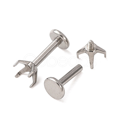 304 Stainless Steel Prong Earring Settings SA-CBA8B85-11B-01-1