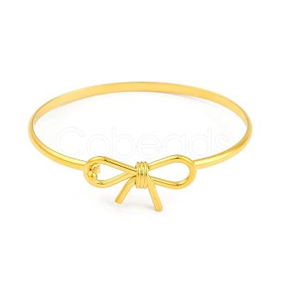 Adjustable Bowknot Brass Torque Bangles for Women BJEW-Z074-01G-1