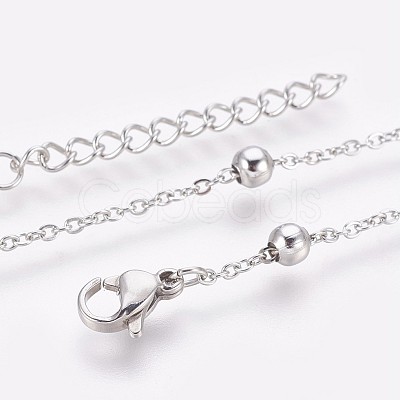 Tarnish Resistant 304 Stainless Steel Cable Chain Anklets AJEW-P069-04P-1