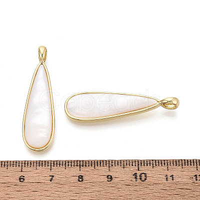 Natural White Shell Pendants KK-T073-65B-1
