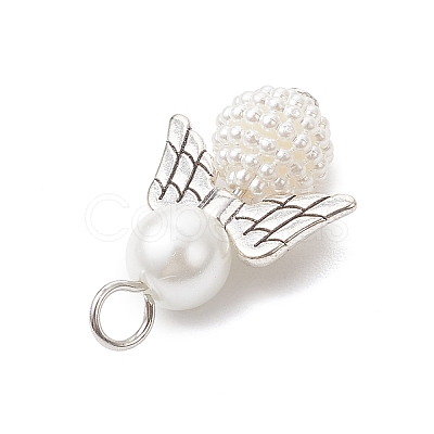 50Pcs Acrylic Imitation Pearl & Glass Pearl Pendants PALLOY-JF04038-05-1