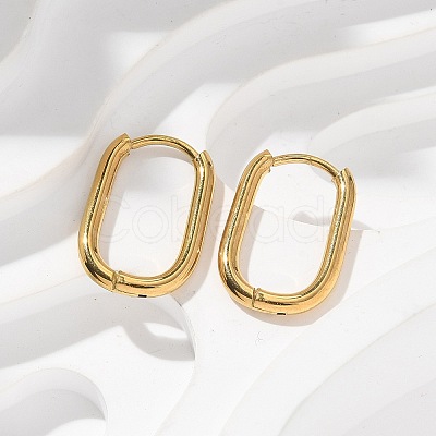 Ion Plating(IP) 304 Stainless Steel Oval Hoop Earrings X-EJEW-M218-02A-G-1