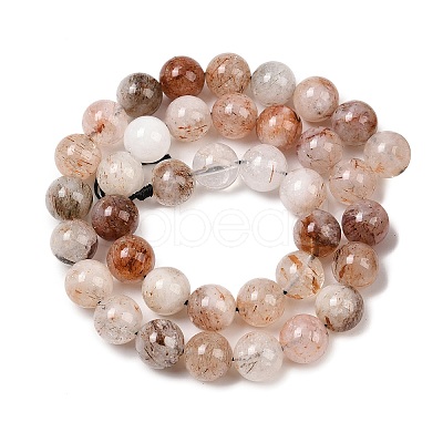 Natural Black Gold Rutilated Quartz Beads Strands G-P596-10mm-02-1