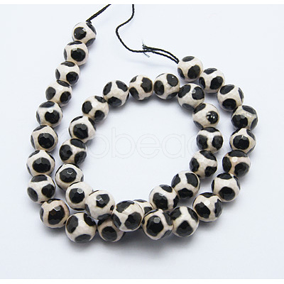 Tibetan Style Turtle Back Pattern dZi Beads X-G-H1454-1-1