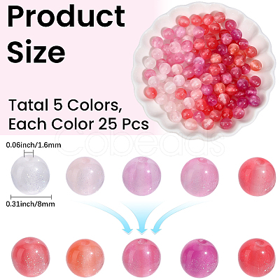125Pcs 5 Colors Resin UV Reactive Beads RESI-PA0001-33B-1
