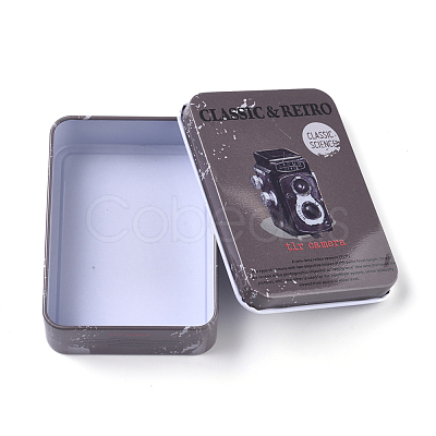 Camera Pattern Tinplate Empty Boxes CON-WH0073-15N-1