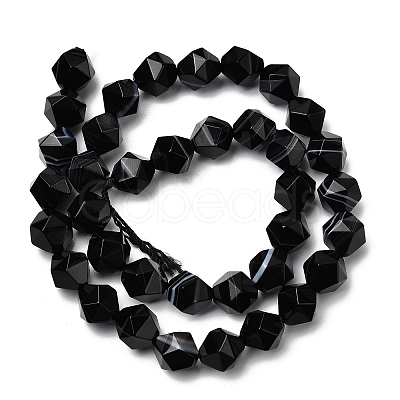 Natural Black Banded Agate/Striped AgateBeads Strands G-Z119-A03-03-1