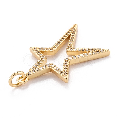 Brass Micro Pave Clear Cubic Zirconia Beads Pendants ZIRC-M114-26G-1