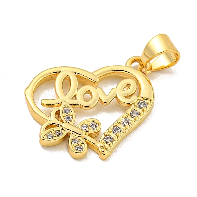 Rack Plating Brass Micro Pave Cubic Zirconia Pendants KK-B091-50B-G-1