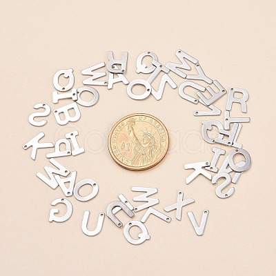 Tarnish Resistant 201 Stainless Steel Letter Charms STAS-S036-M-1