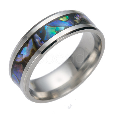 201 Stainless Steel Wide Band Finger Rings RJEW-T005-10-07-1