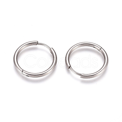 Tarnish Resistant 304 Stainless Steel Huggie Hoop Earrings EJEW-G272-02-16mm-P-1