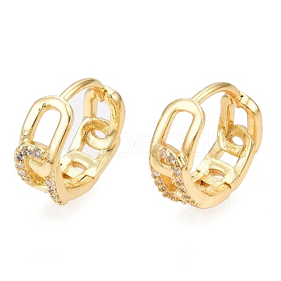Brass Micro Pave Clear Cubic Zirconia Hoop Earrings EJEW-C121-16G-1