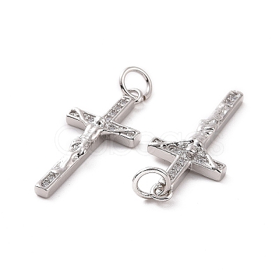 Rack Plating Brass Micro Pave Cubic Zirconia Pendants KK-C008-37P-1