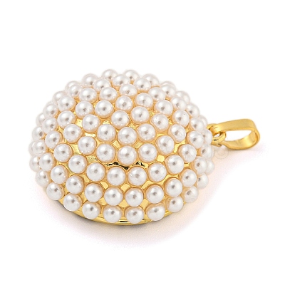 Rack Plating Brass & ABS Plastic Imitation Pearl Pendants KK-N255-03A-G-RS-1