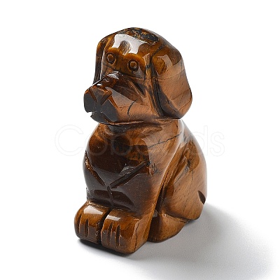 Natural Tiger Eye Carved Healing Dog Figurines DJEW-F025-01A-1