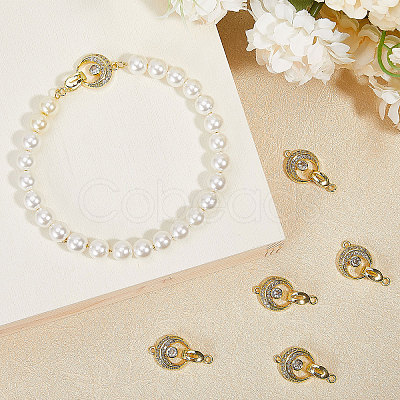 CHGCRAFT  6Pcs Brass Fold Over Clasp with Crystal Rhinestone KK-CA0002-69A-1