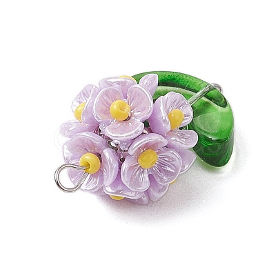 Glass Seed Beaded Flower Pendants X1-PALLOY-MZ00521-04-1