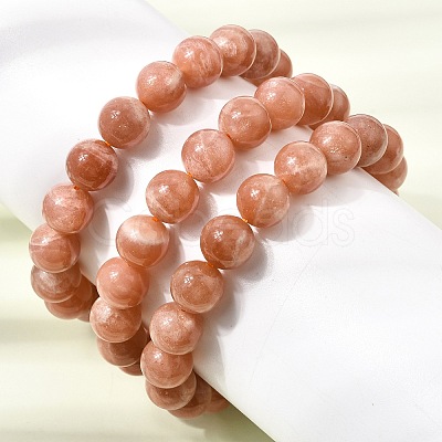 10MM Natural Sunstone Round Beaded Stretch Bracelets for Women GG-CBA3F02-11B-1