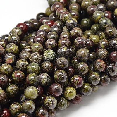 Natural Dragon Blood Jasper Round Beads Strands G-P075-04-4mm-1