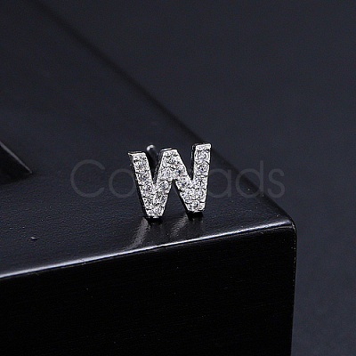 Platinum Brass Micro Pave Cubic Zirconia Stud Earrings XI6969-23-1