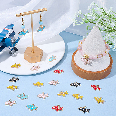 40Pcs 5 Colors Alloy Enamel Pendants ENAM-SC0008-19-1